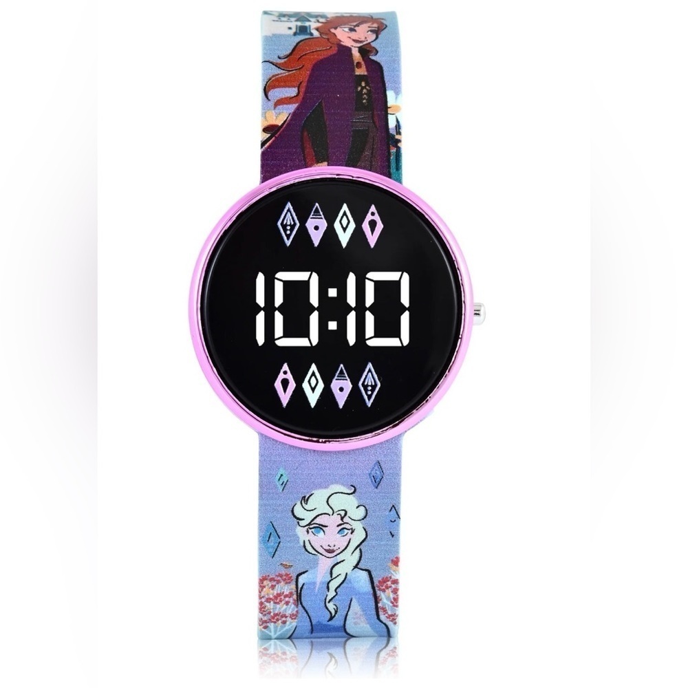 FrozenGirl's Children's LED Watch with Round Case and Printed Silicone Strap